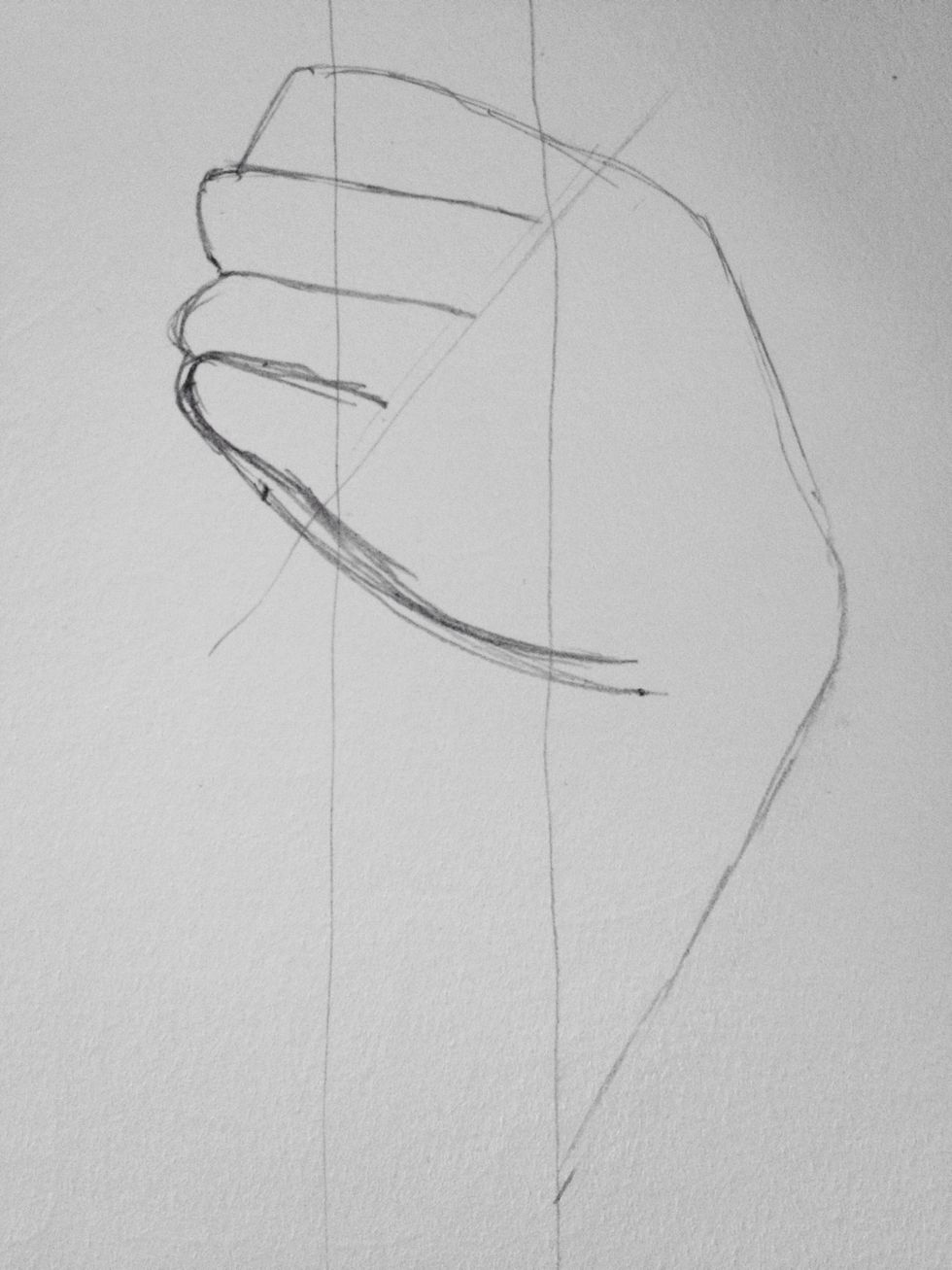 Draw a more accurate bottom of the hand that has a more realistic shape.