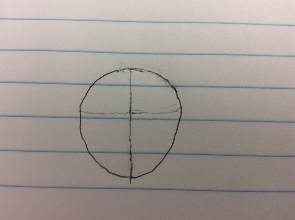 Draw a oval with a cross in the middle.