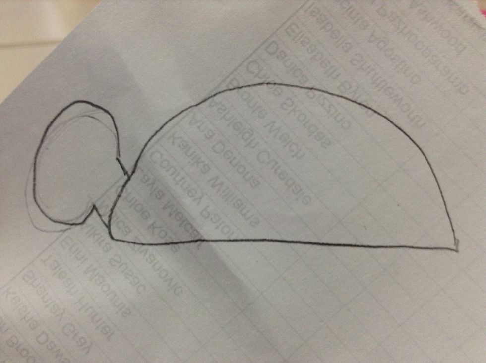 Draw a rectangle coming out of the semi circle on the left hand side but don't put the last side on. Add a circle on the rectangle.