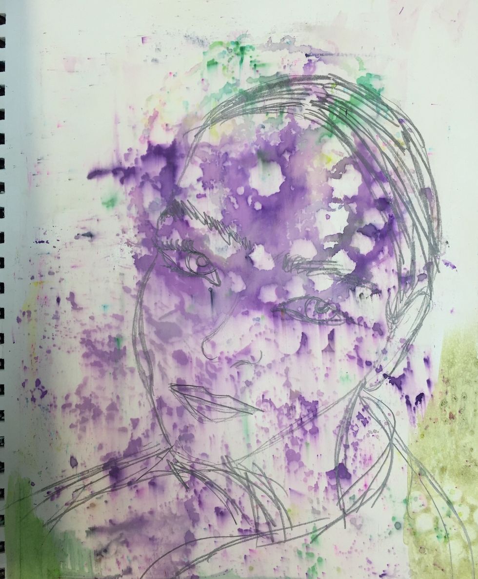 Draw a rough sketch with pencil we are having fun here! if you want a portrait you can use a piece of carbon paper and trace over a photo