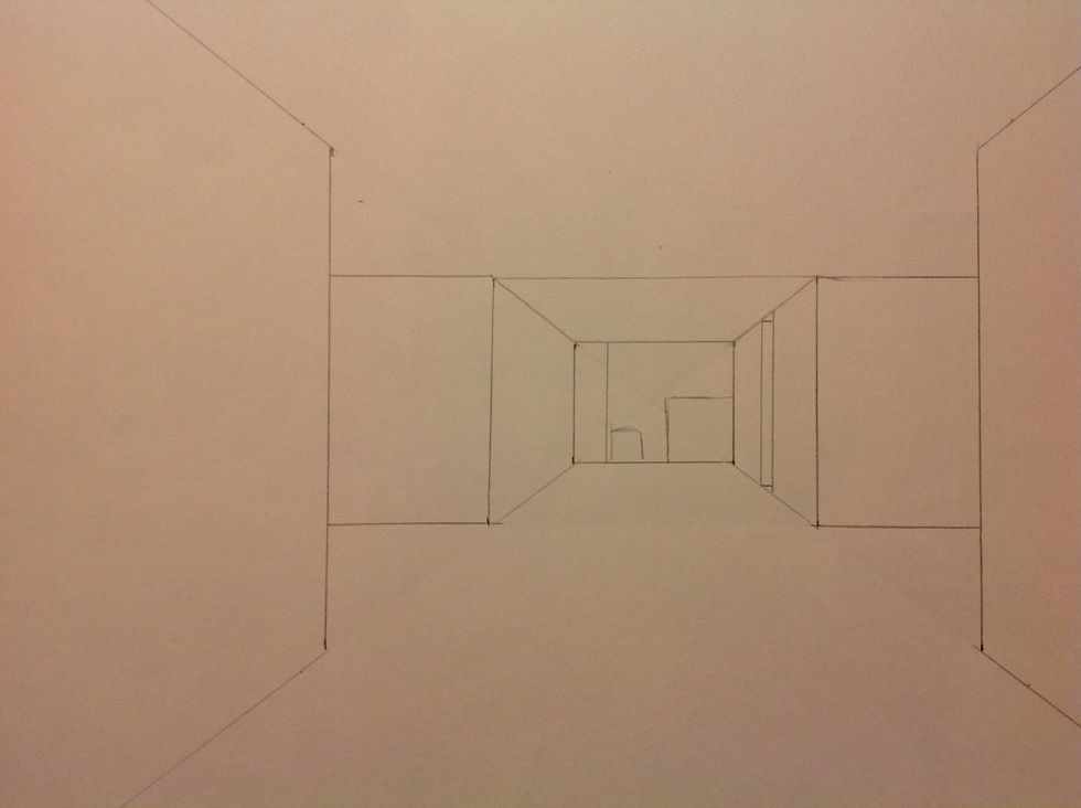 Draw a short horizontal line on the top and bottom of the first parallel line on the right.