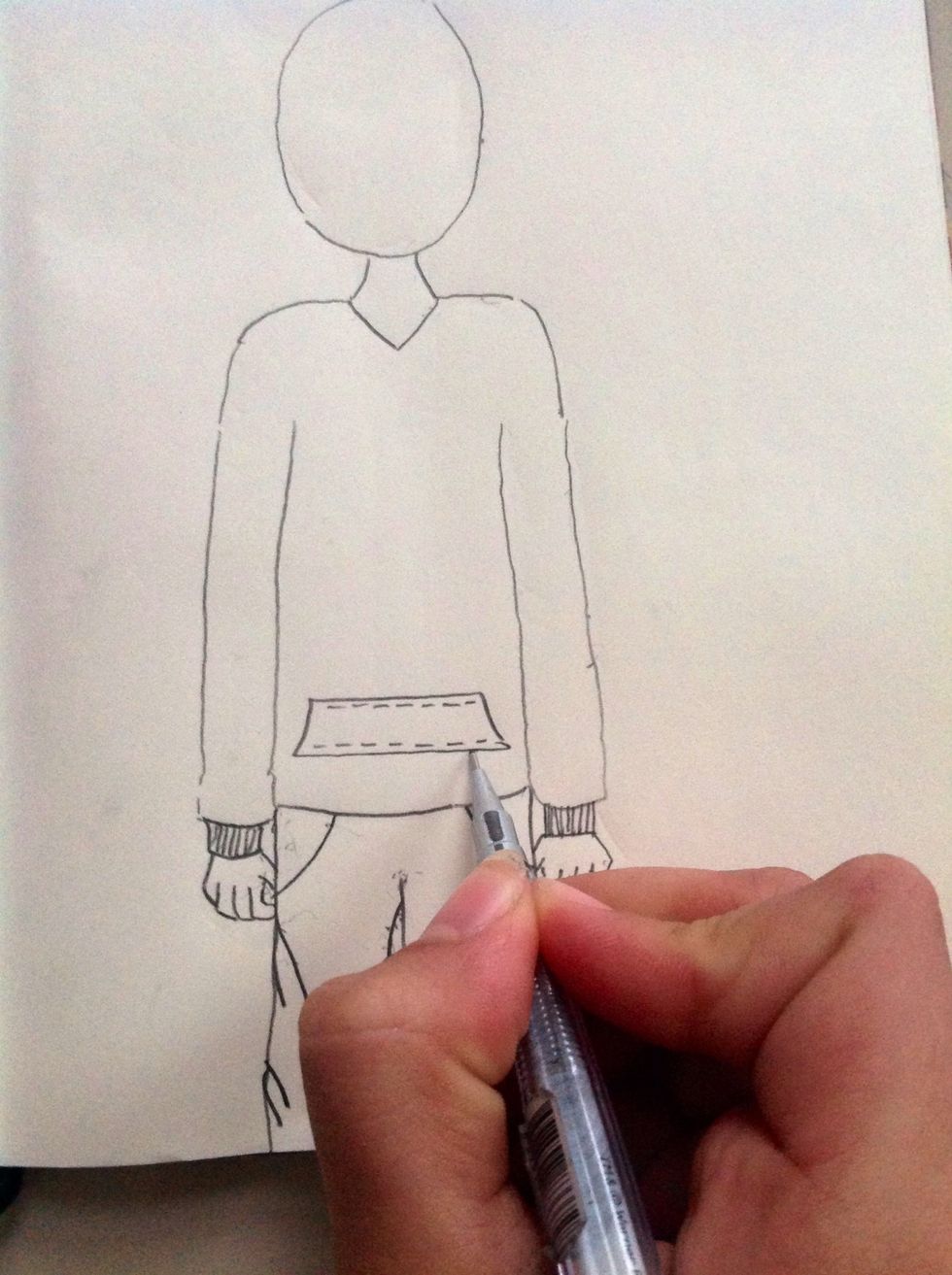 Draw a simple sweater pocket in the middle.....