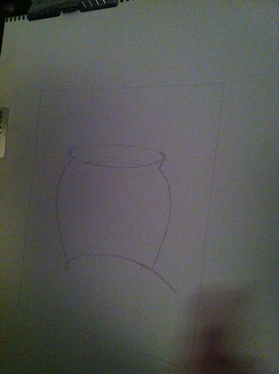 Draw a simple yet accurate contour line drawing of the still life using your 4H pencil. Make any corrections now because you won't be able to erase later.
