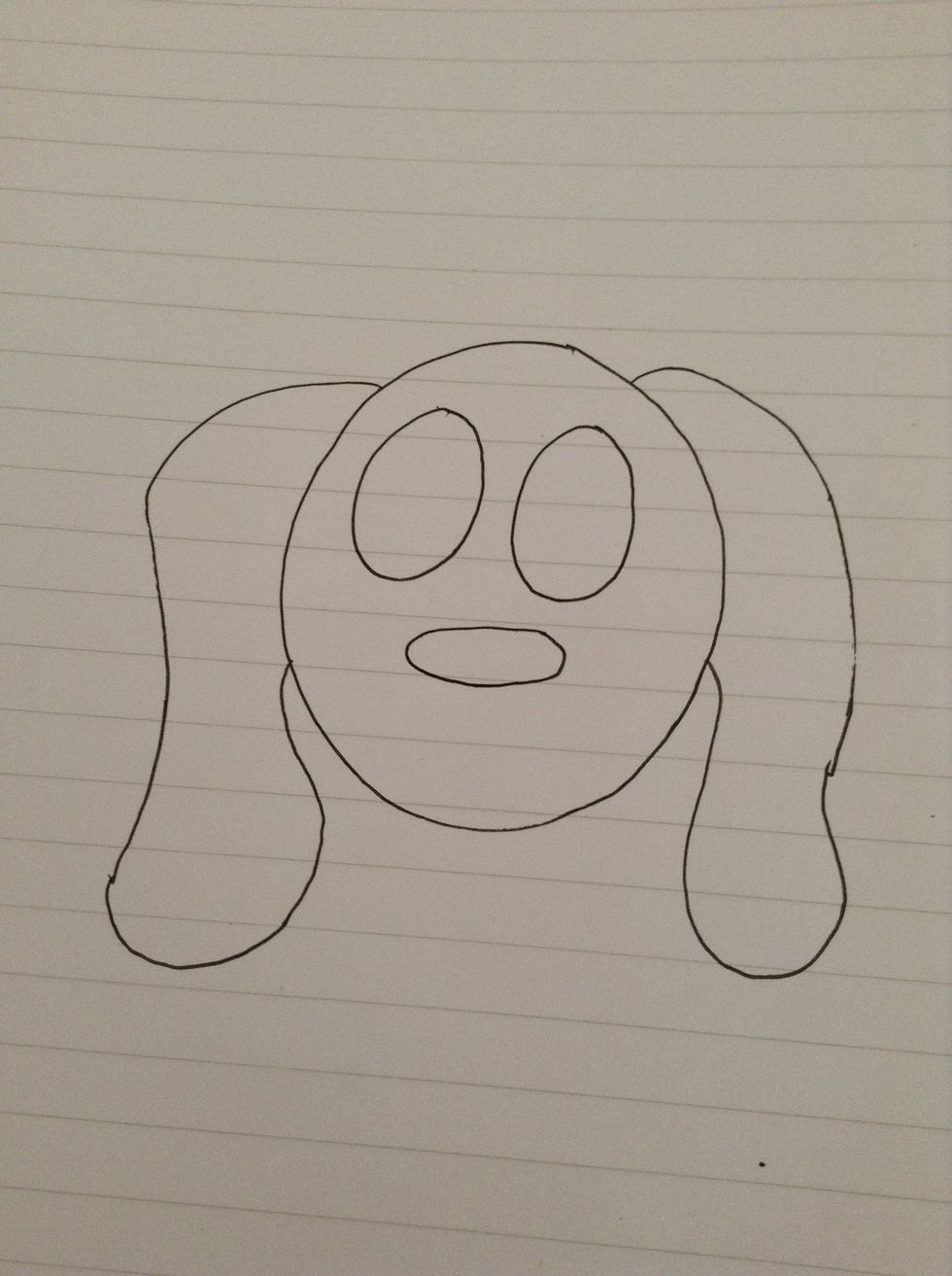 Draw a skinny oval on its side underneath the eyes. This will be the nose.