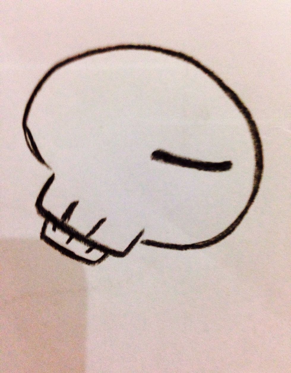 Draw a slanting line for the eye.