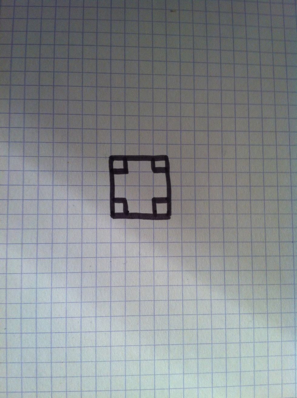 Draw a smal square in each corner.