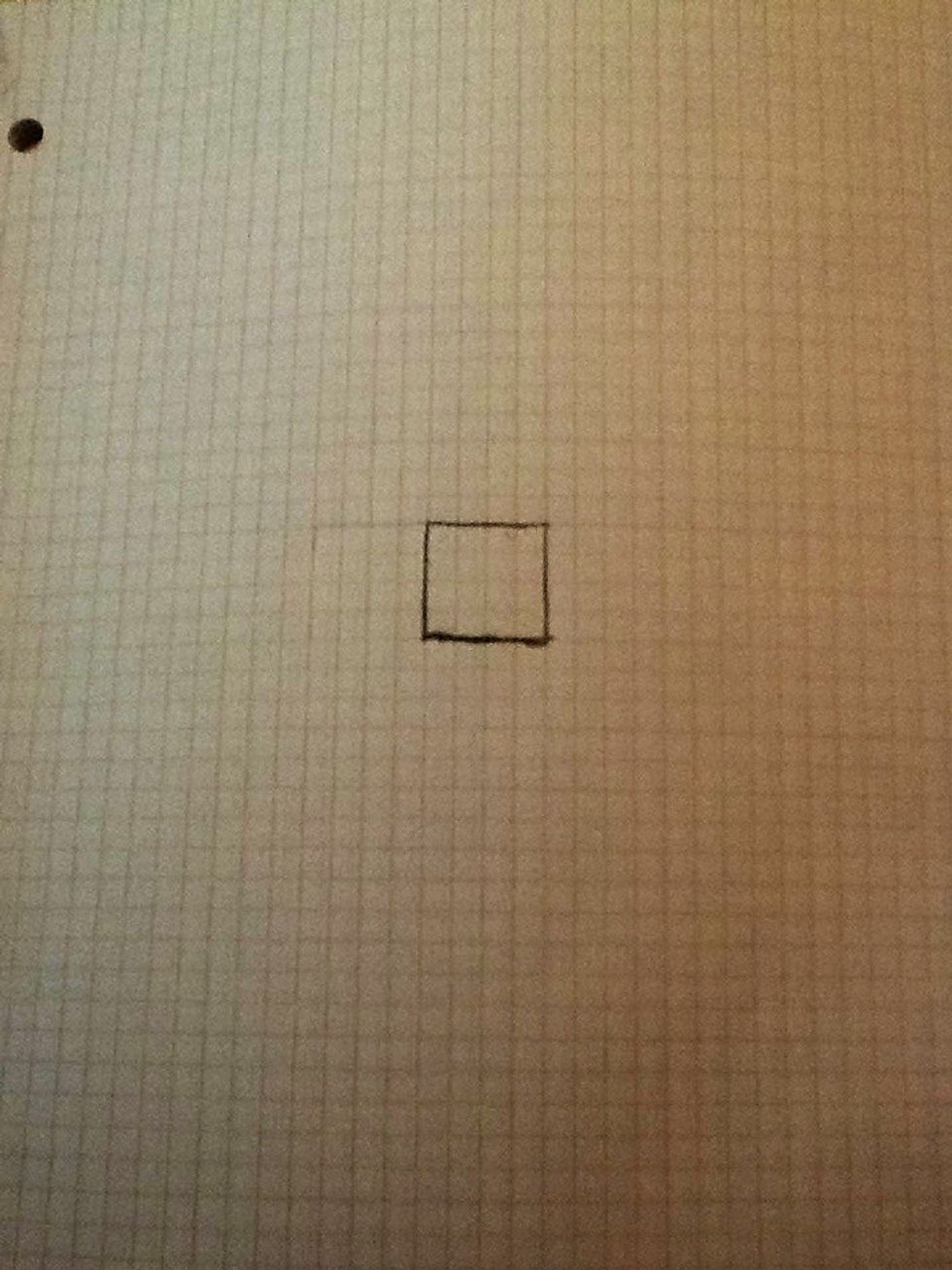 Draw a small 4x4 square box in the middle of the paper.