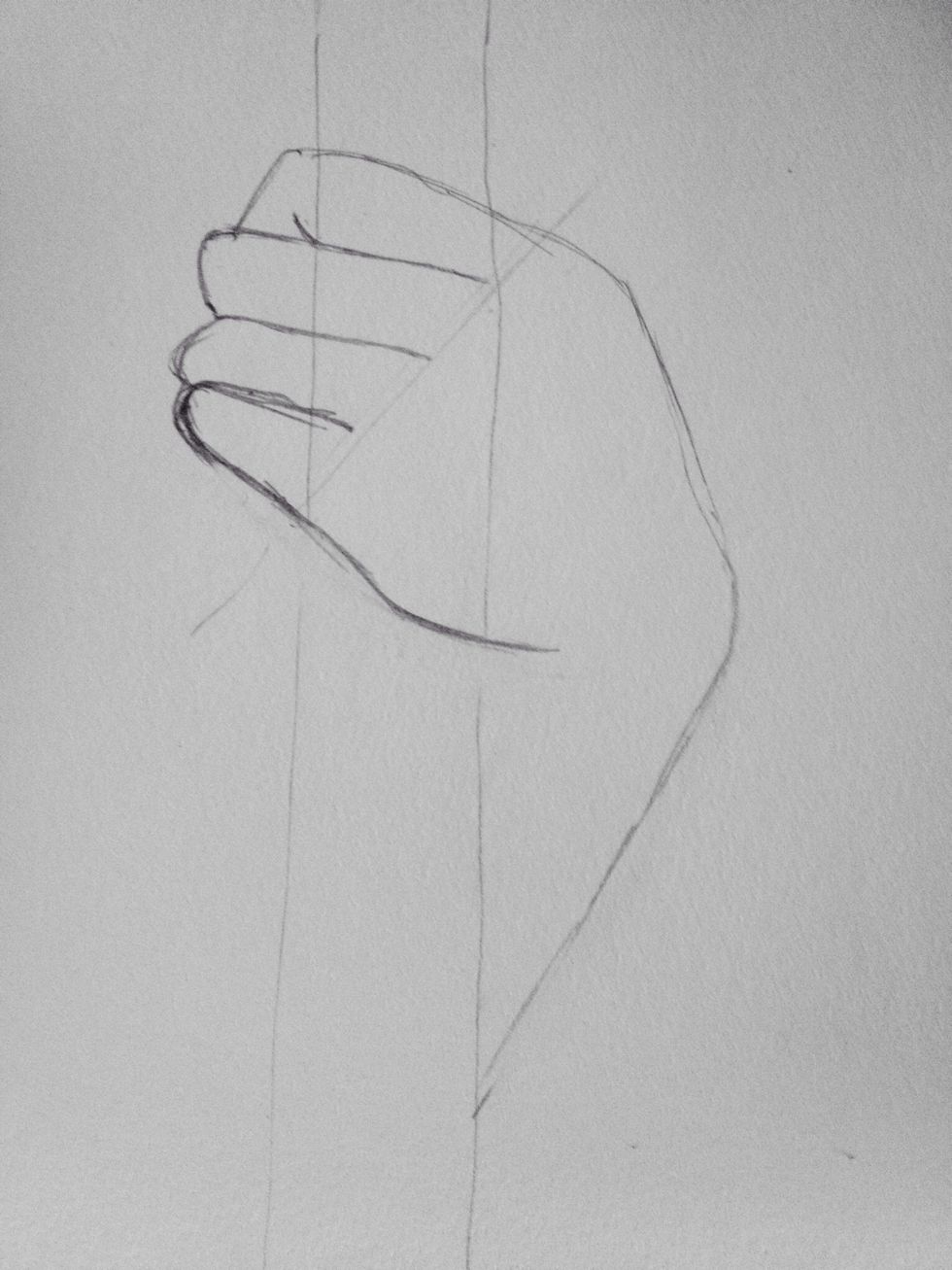 Draw a small curve upwards to make the finger bend.