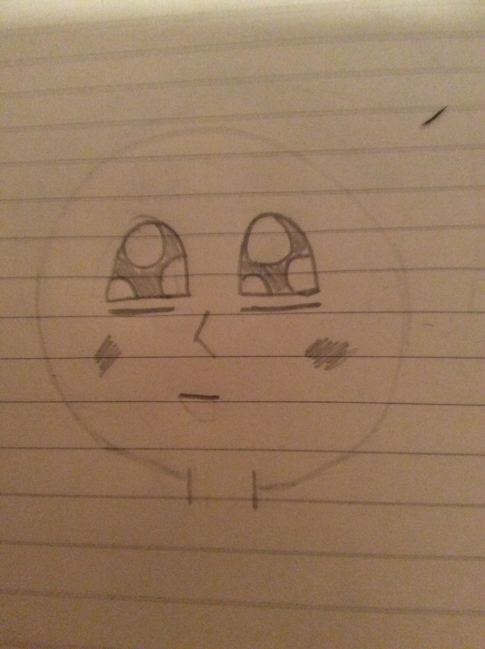 Draw a small straight line for the mouth.