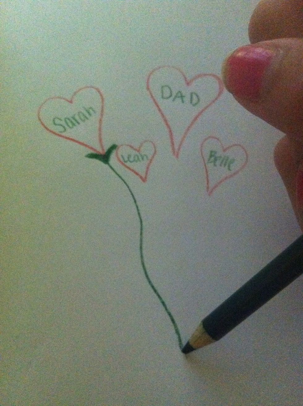 Draw a stem connecting to the heart.