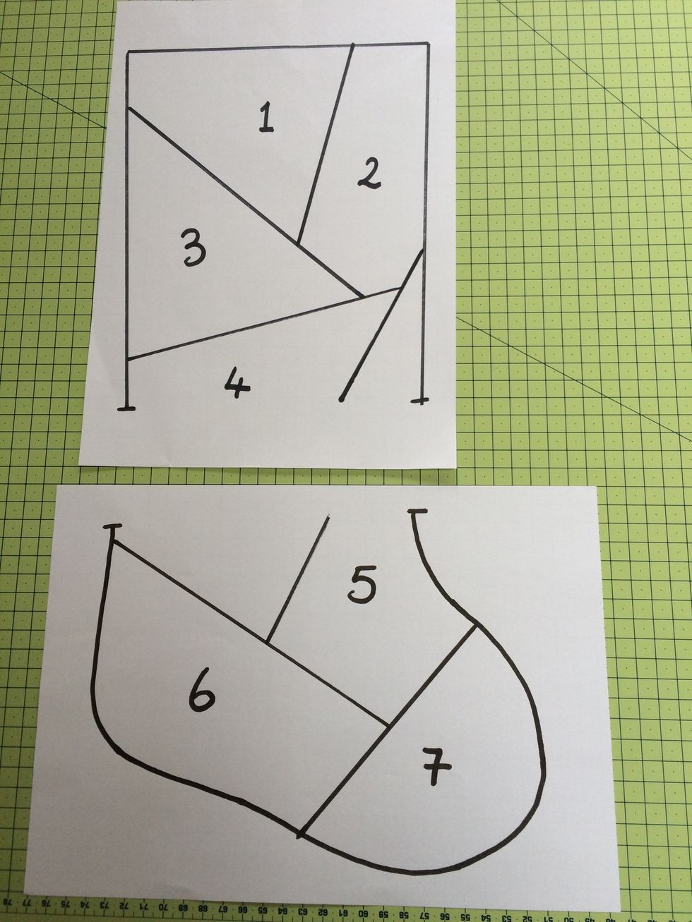 Draw a stocking shape and segments  onto 2 A4 sheets