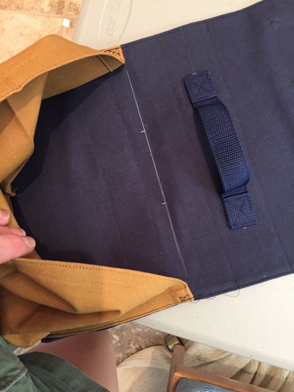 Draw a straight line across the top and divide into three 3" sections.