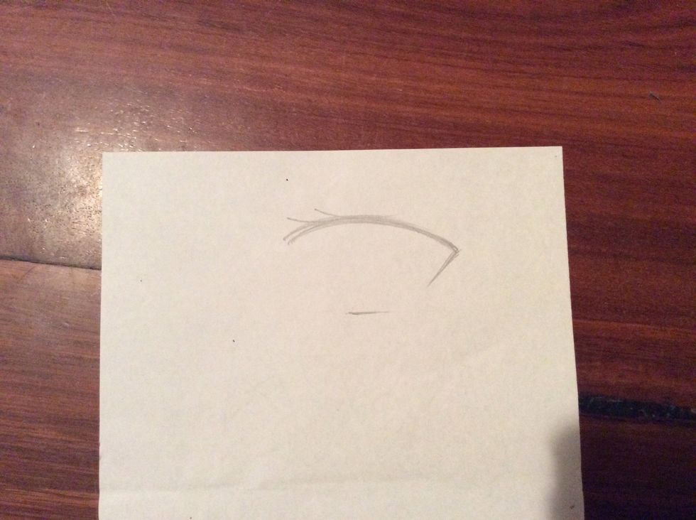Draw a straight line underneath, a short way beneath the lid and edge of the eye.