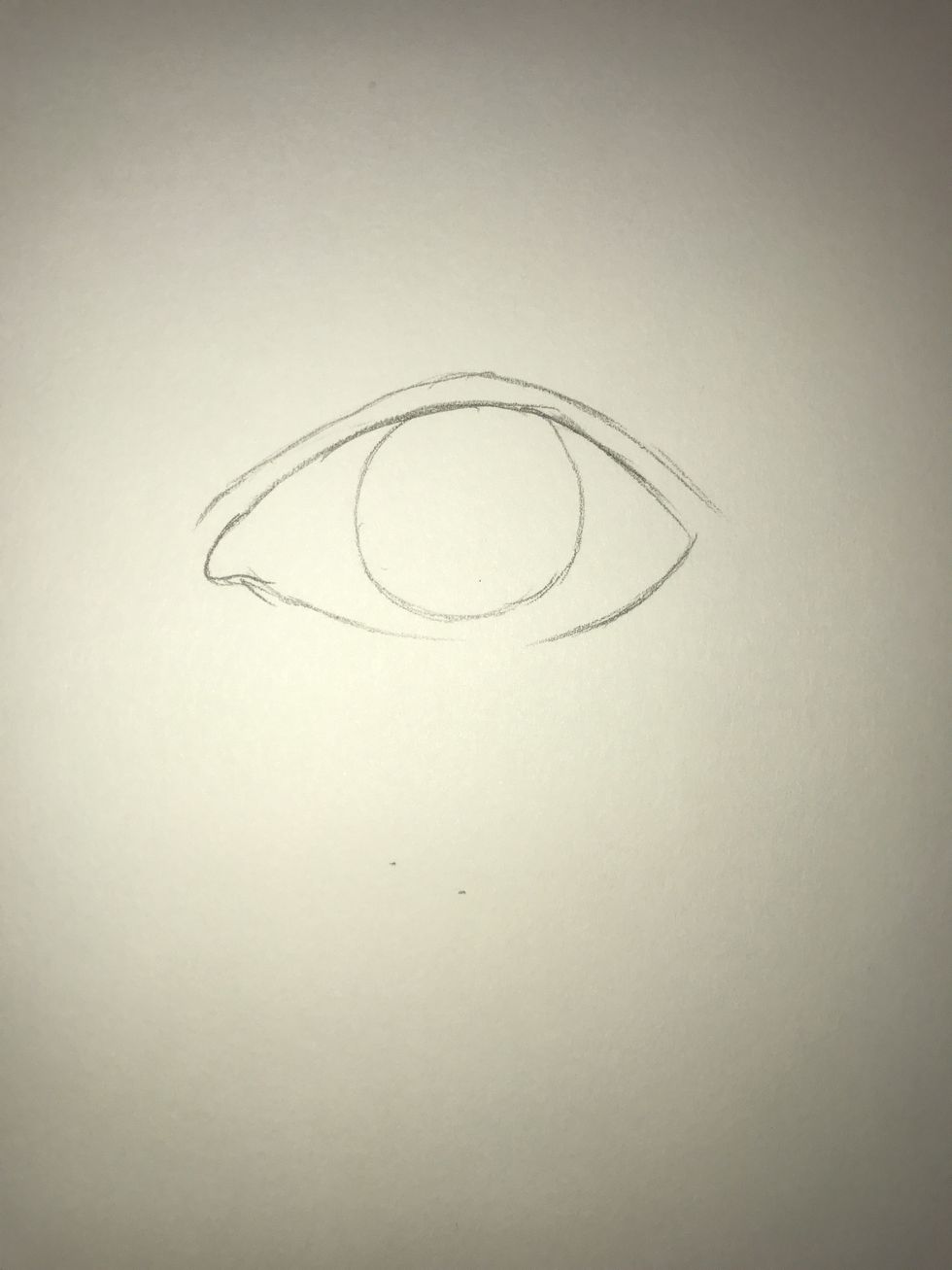 Draw a stroked line just above the eye. This will serve as the fold in skin. Optionally, you can draw a lacrimal caruncle (the inner corner of the eye).