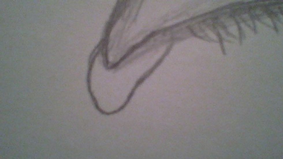 Draw a tear drop on the edge of the eye.