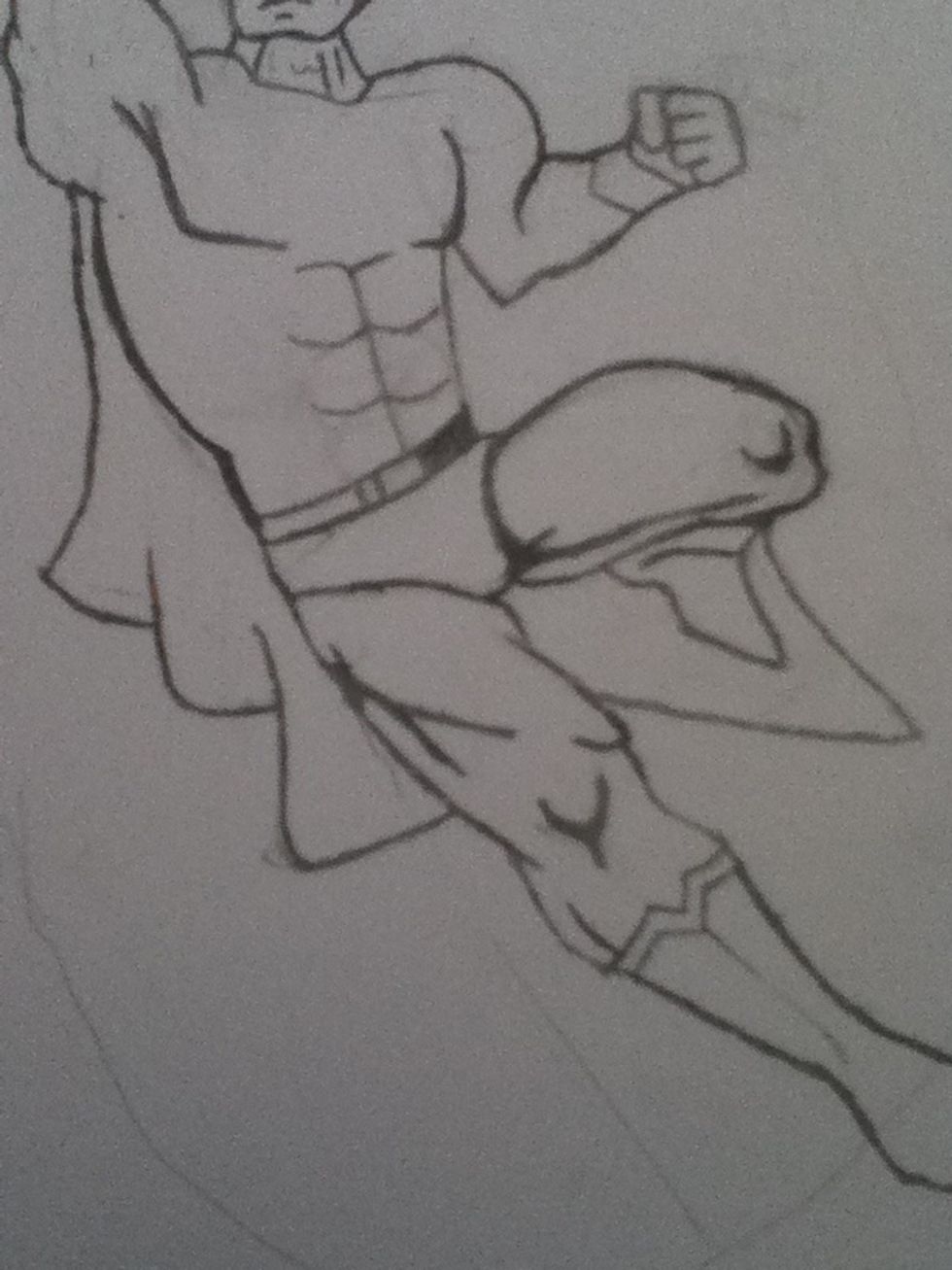 Draw a thick line over your guideline for the cape