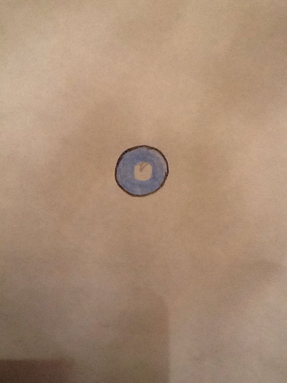 Draw a thin line inside the white circle.