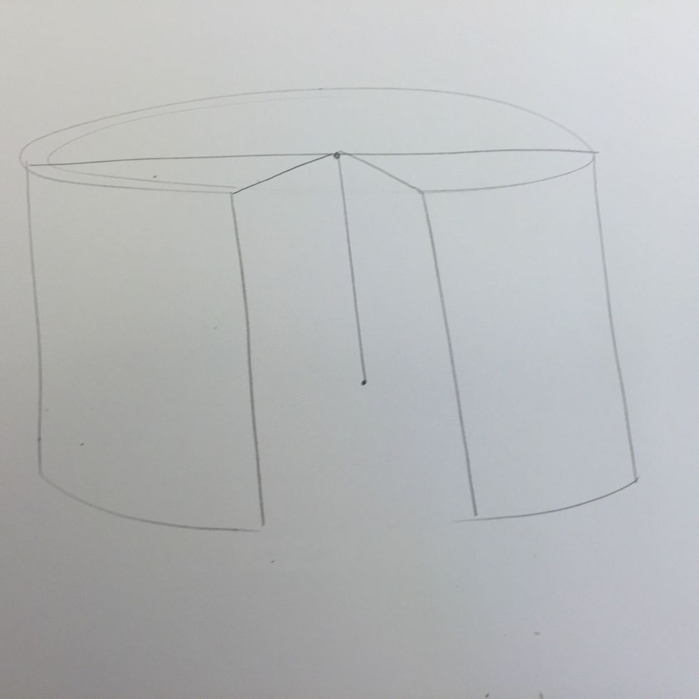 Draw a vertical line from the dot. It should stop about 1/2-3/4 of the way down.