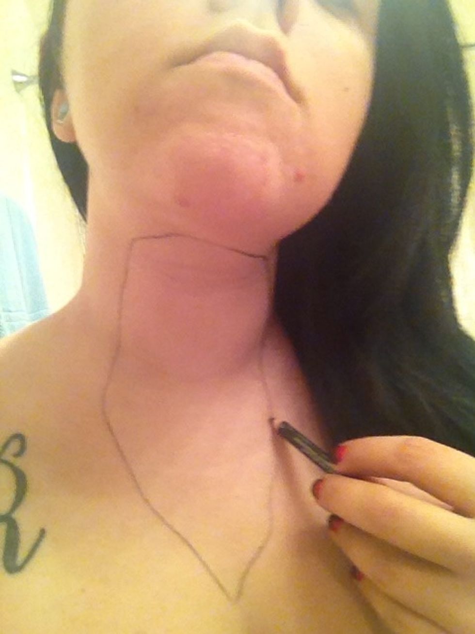 Draw an outline of your open neck