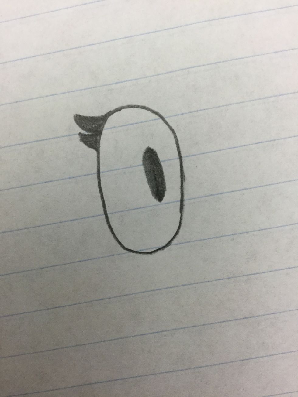 Draw an oval and shade it in with a pencil