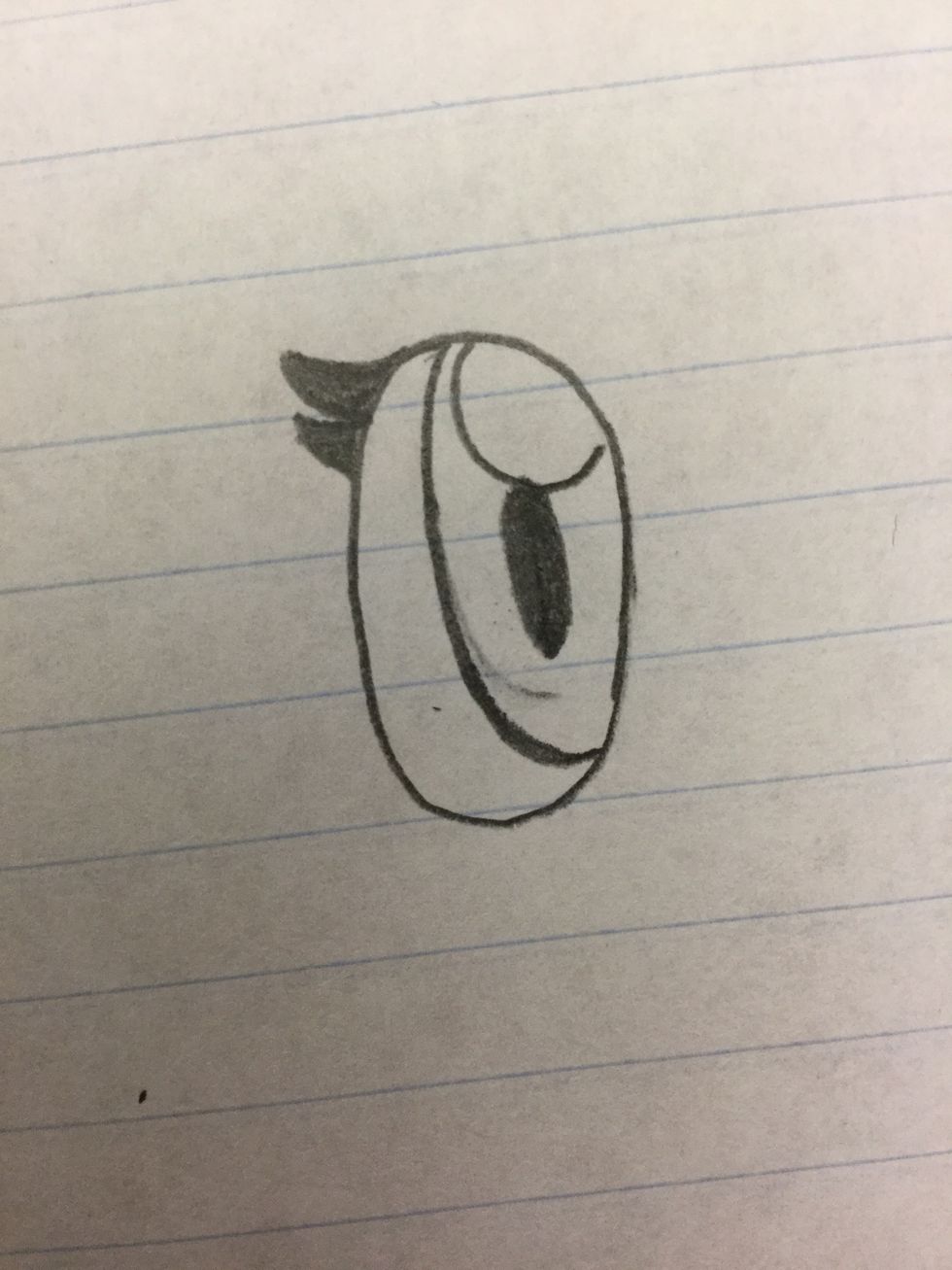 Draw an oval around the smaller oval and the circle