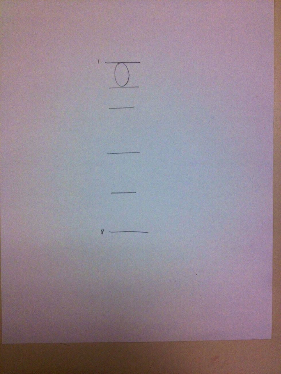 Draw an oval in the top 1/8.