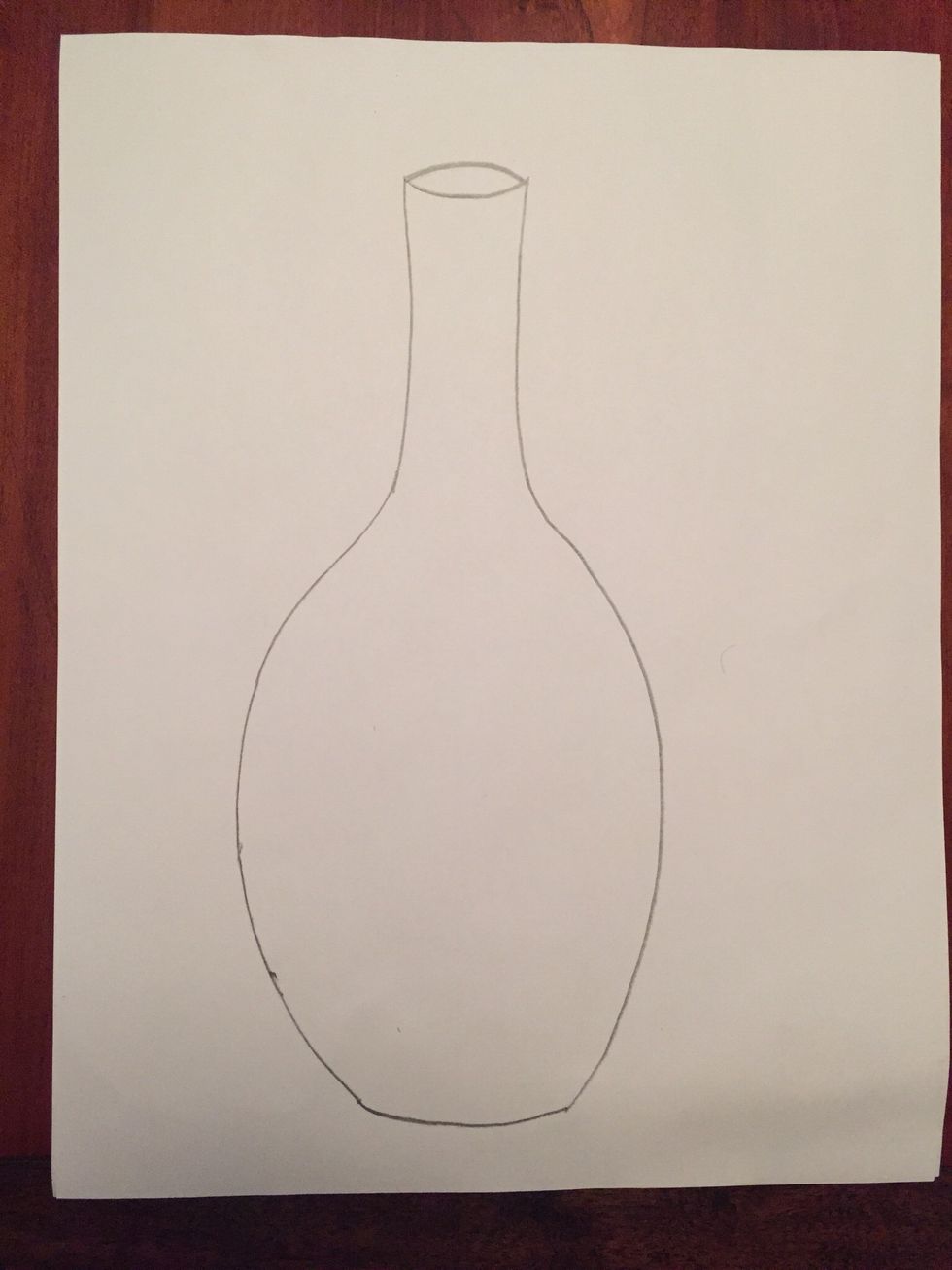 Draw an upward curving line for the opening of your bottle.