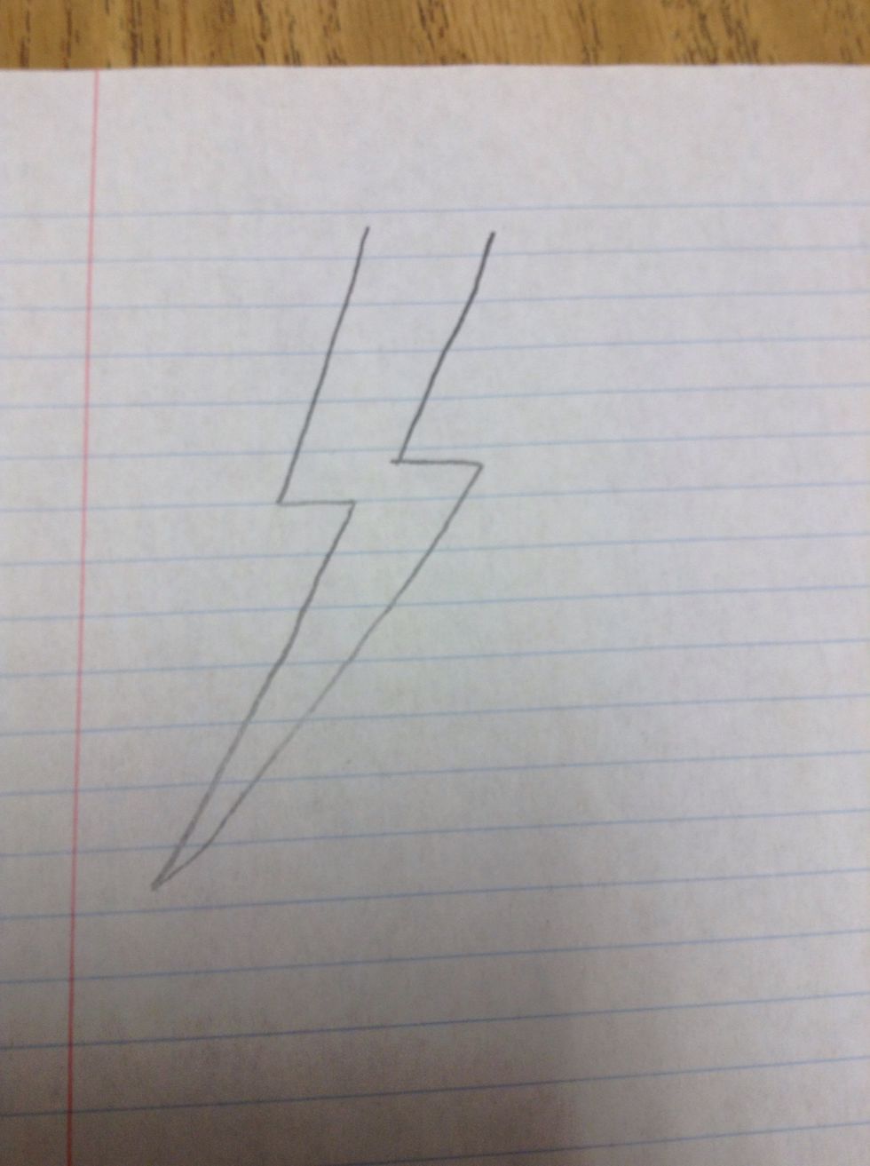 Draw another line coming up from the line you drew in to the bolt