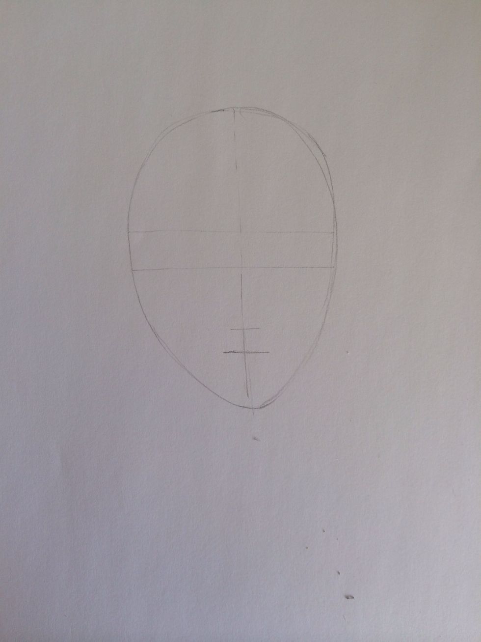 Draw another line parallel to the eye level, about a third of the way from the eye level and the top of the egg (this is where the eyebrows will be)