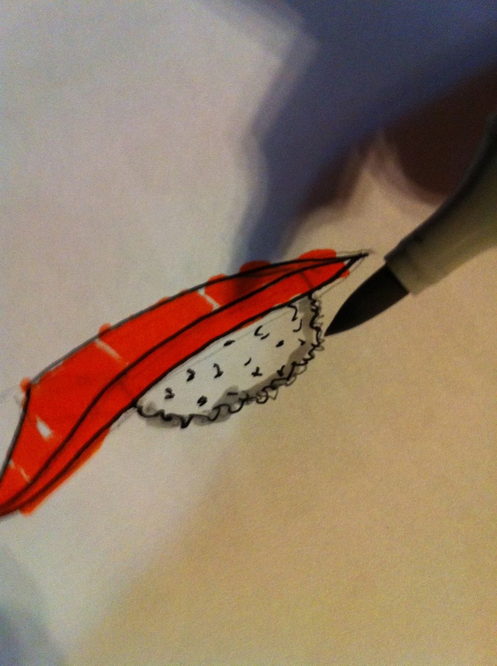 Draw at the bottom of a rice