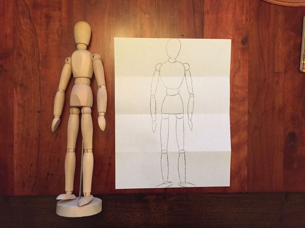 Draw Bob's hands. Long ovals.