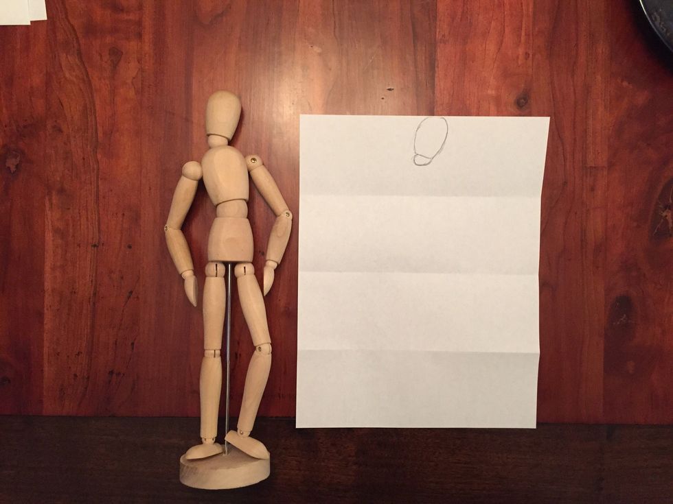 Draw Bob's neck. An oval that is fatter on the left side.