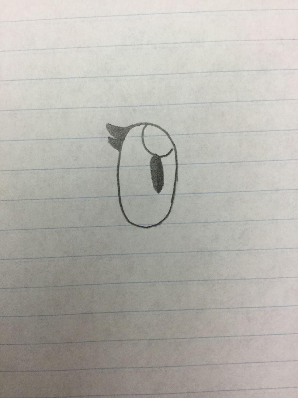 Draw circle above the smaller oval