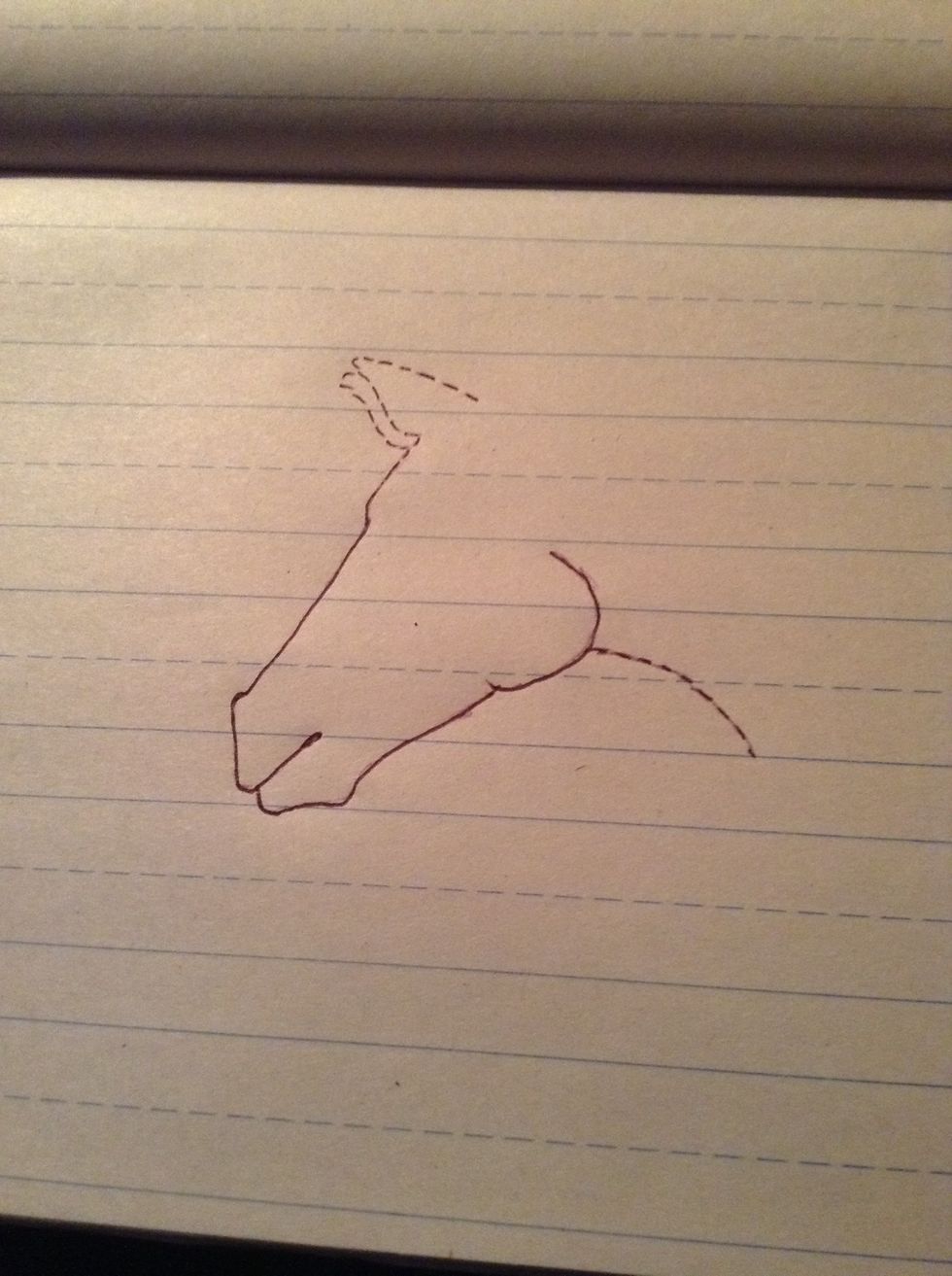 Draw ears and the rest of the neck