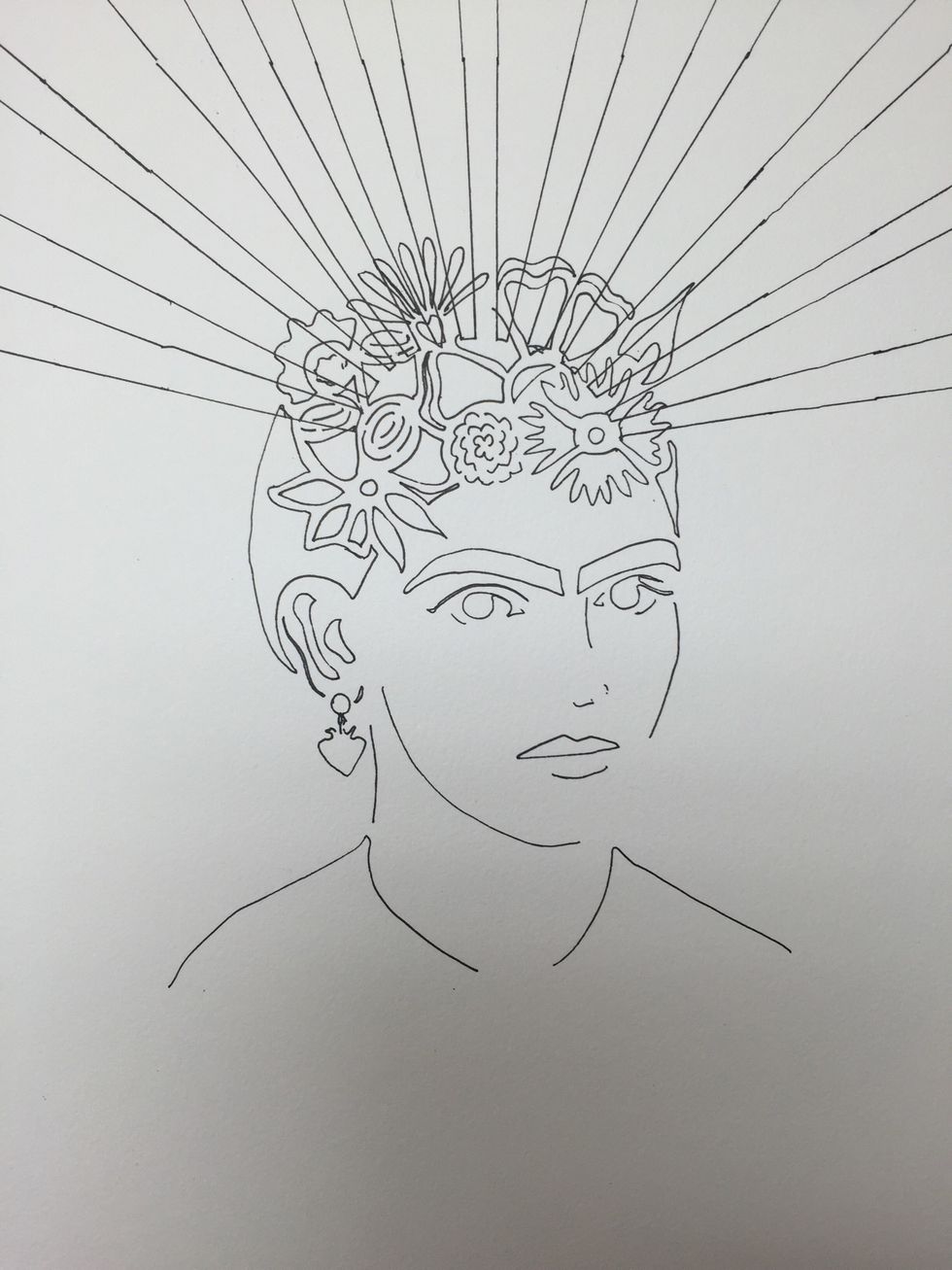 Draw Fridas stencil on top