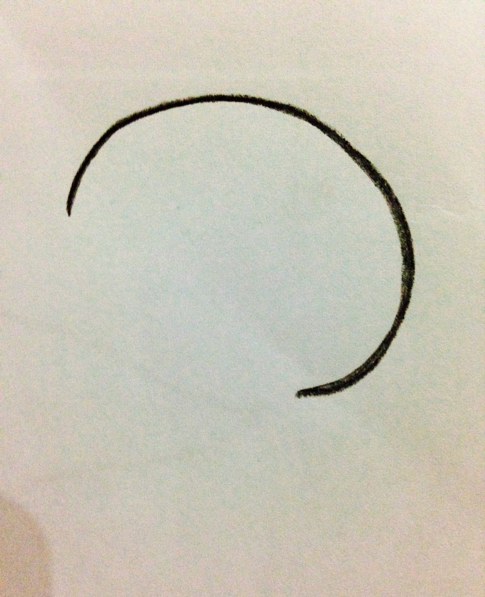 Draw half an oval, more like the top of a mushroom.
