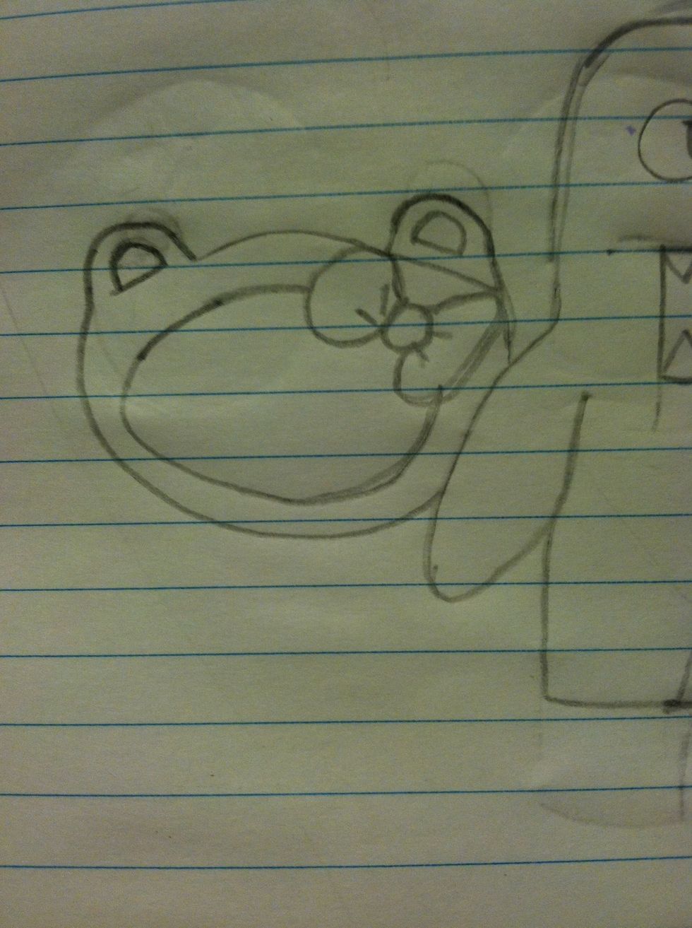 Draw Hello kittys Domo outfit and bow