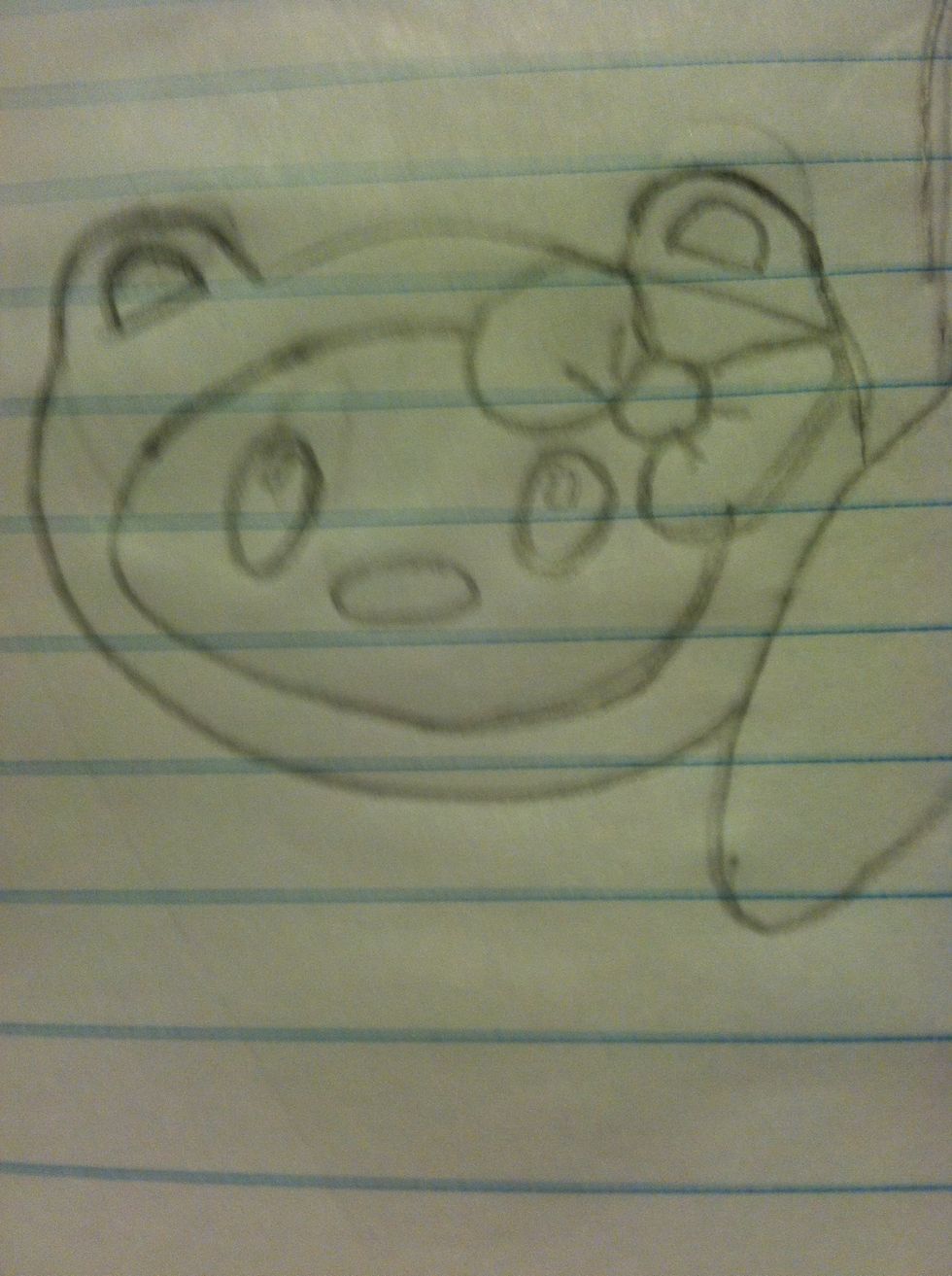 Draw her eyes and nose.