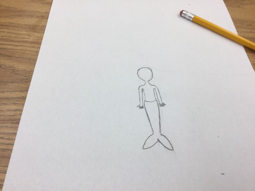 Draw her neck and head