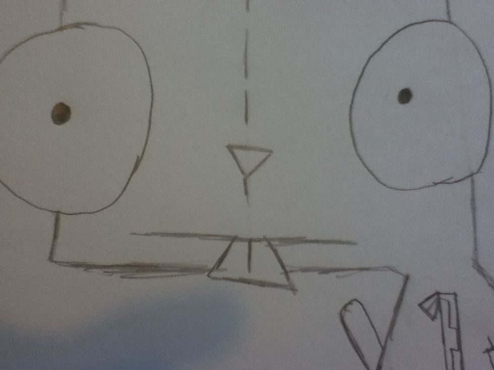 Draw his mouth with big tongue sticking out.