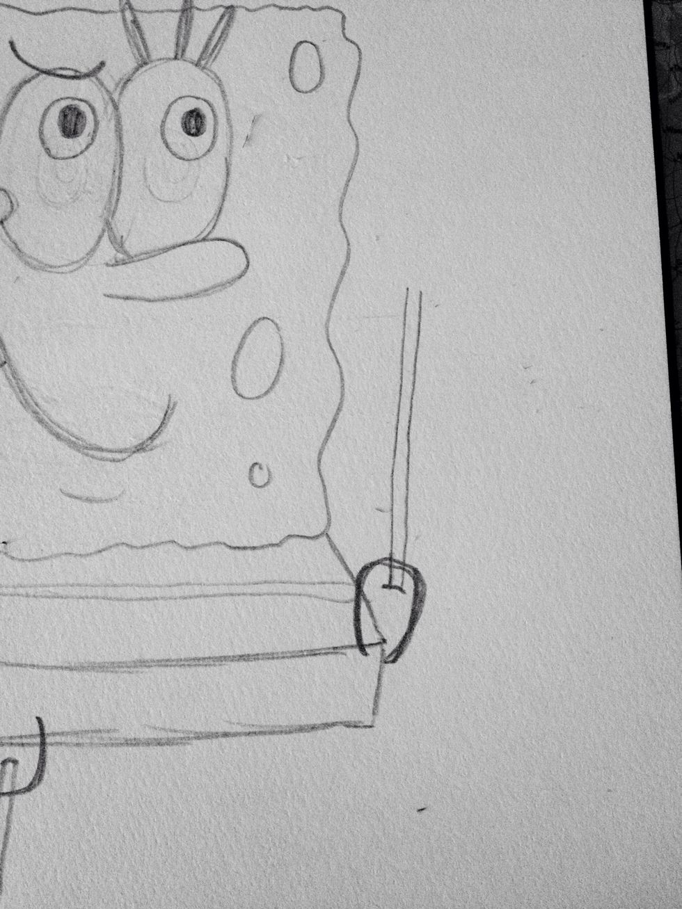 Draw his skinny leg straight up.