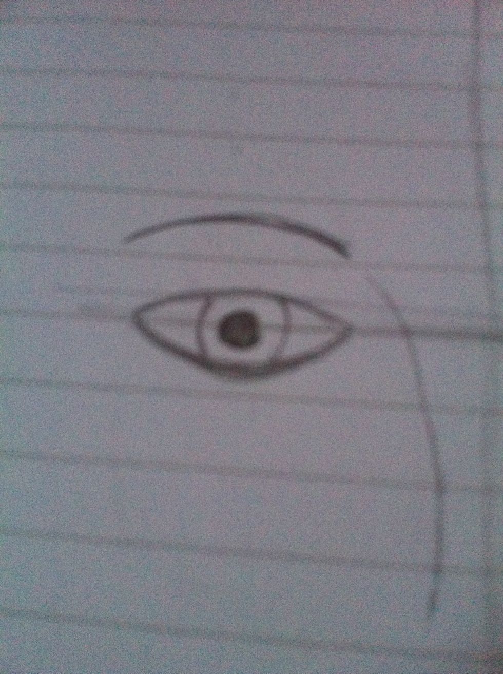 Draw in a dark circle in the centre of the iris for the pupil