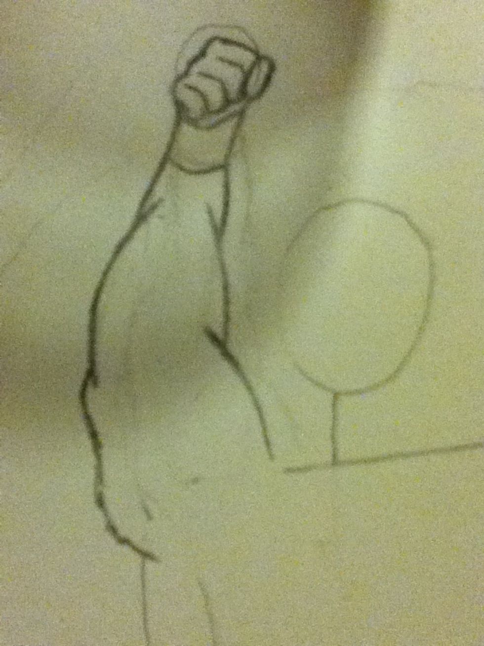 Draw in some muscle lines with a sort of lump at the start of the third muscle to indicate the elbow