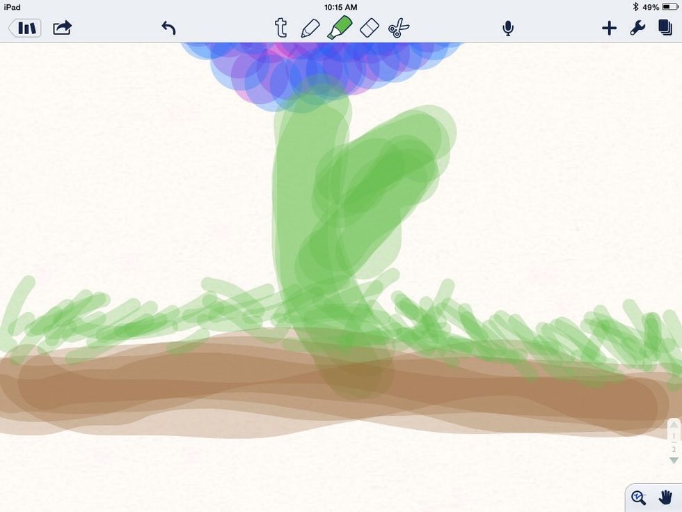 Draw in the dirt and grass. Both are optional