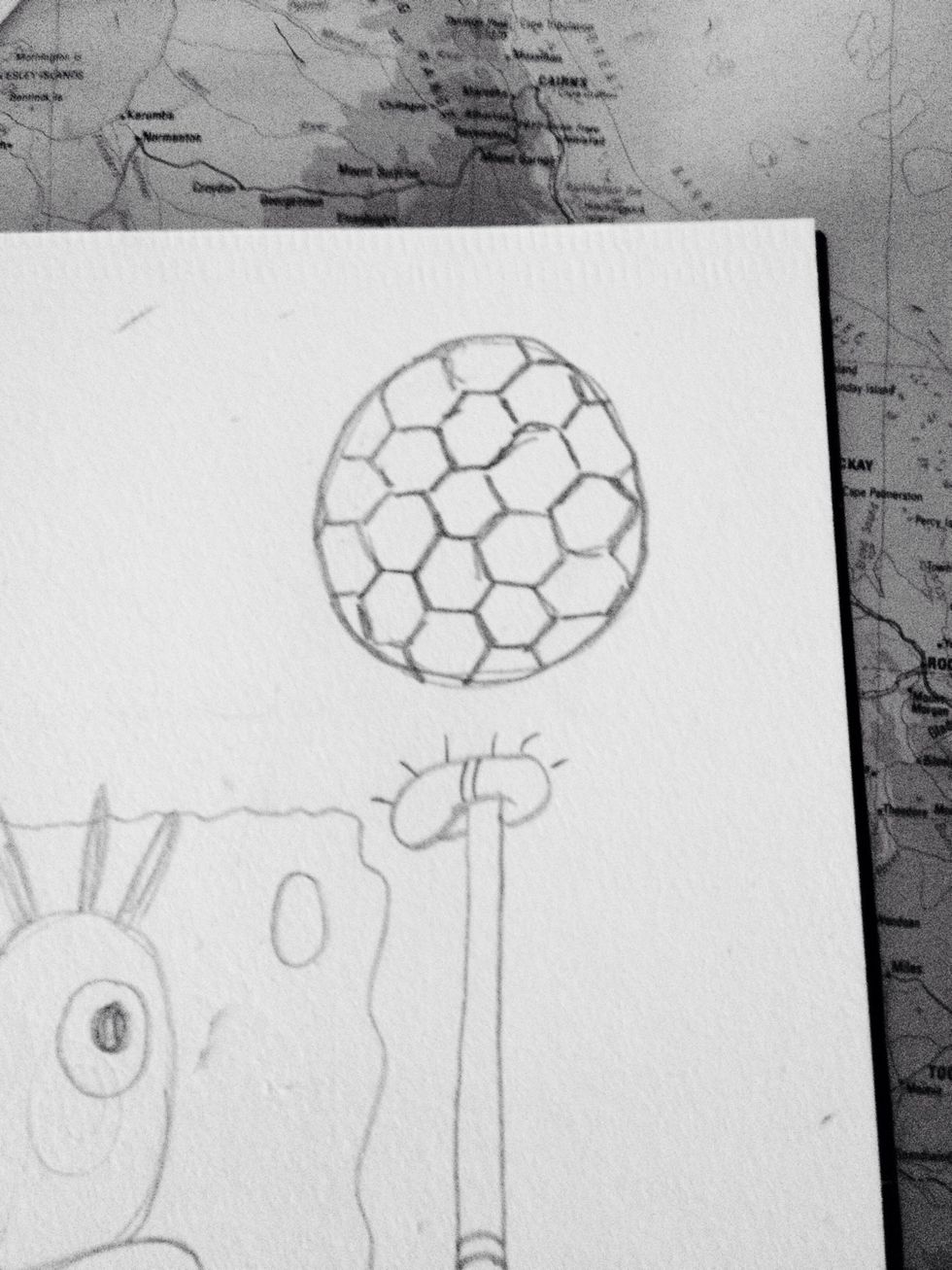 Draw interlocking hexagons. (Make them bigger than the ones I did, I'm not very good at this bit!)