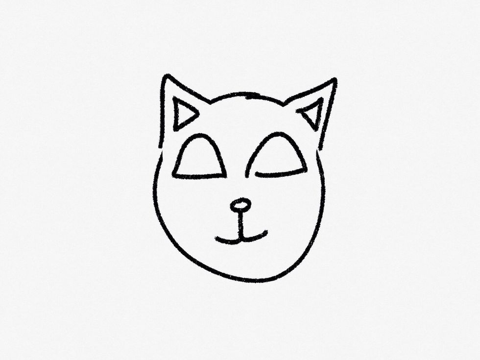 Draw its nose and mouth, and the area in the ears that isn't the same color as the cat.\ud83d\udc44
