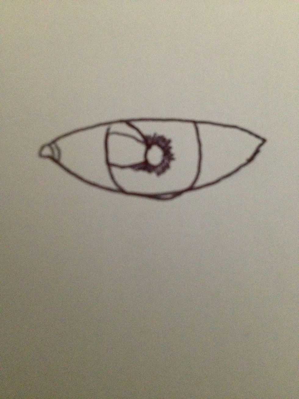 Draw like a grass pattern surrounding the pupil.