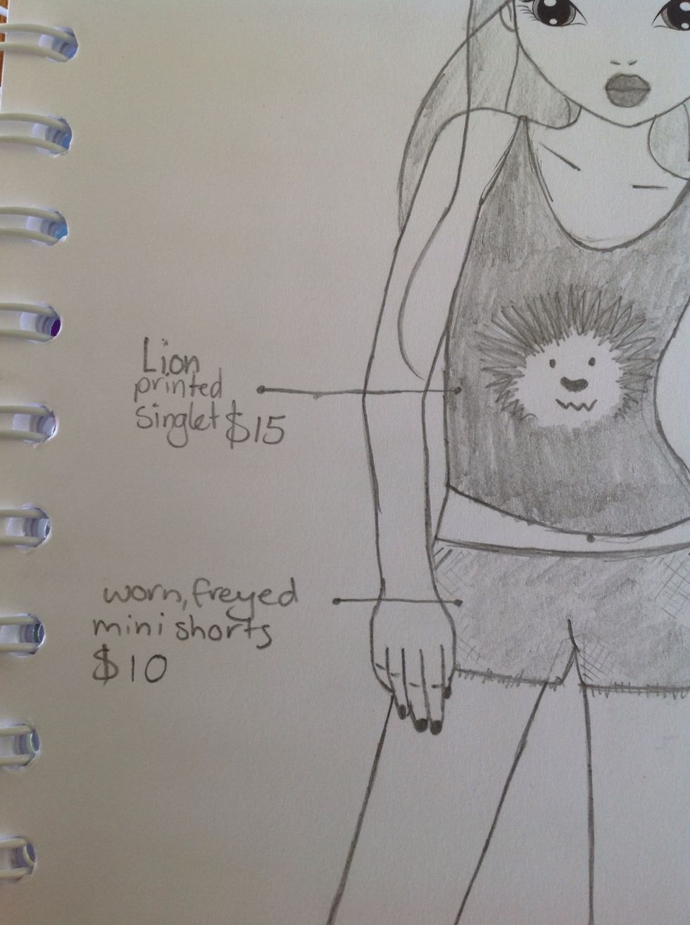 Draw lines coming off the clothing and write the name(you can make them up) and the price