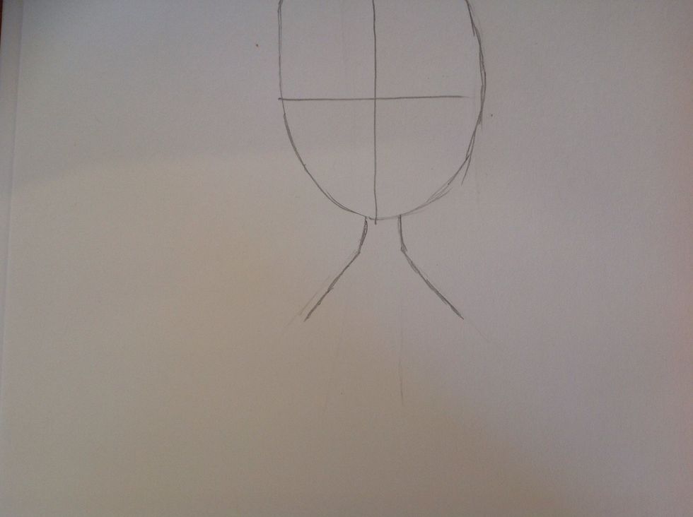 Draw lines coming off the neck too make the arms.