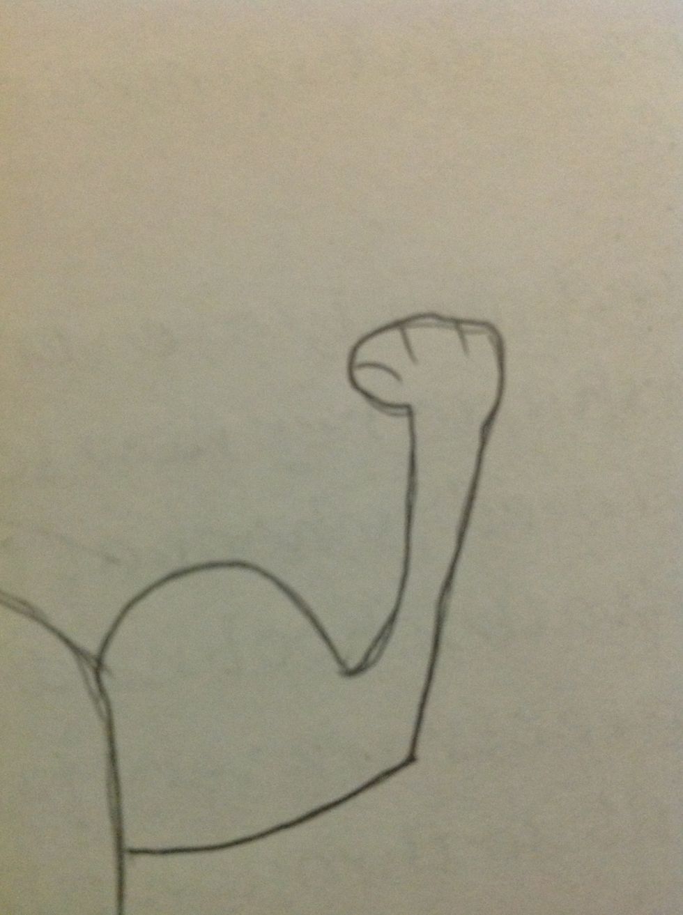 Draw lines for the fingers in the fist